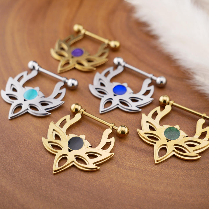 1x Nippelpiercing Gold und Silber mit Epoxy - 1S/02