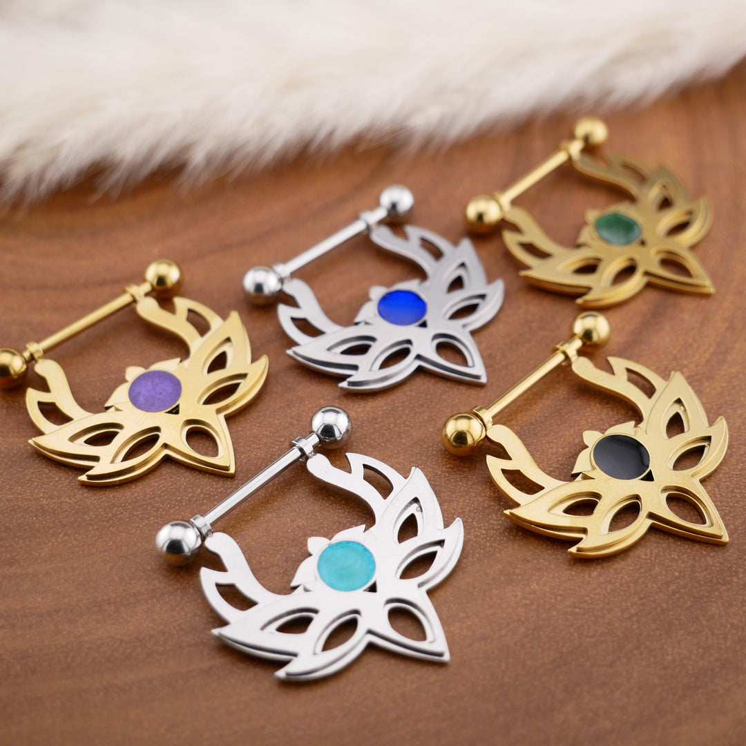 1x Nippelpiercing Gold und Silber mit Epoxy - 1S/02