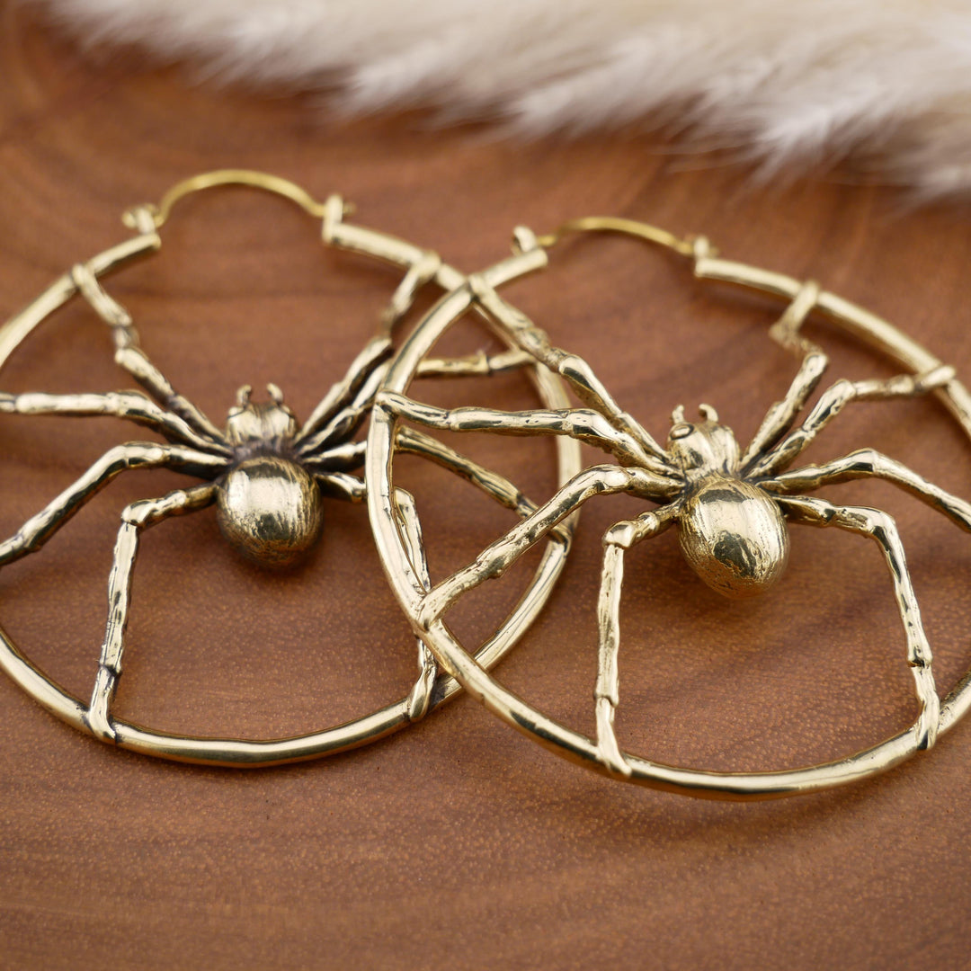 Paar Ohrringe aus Messing Spider - FF-3
