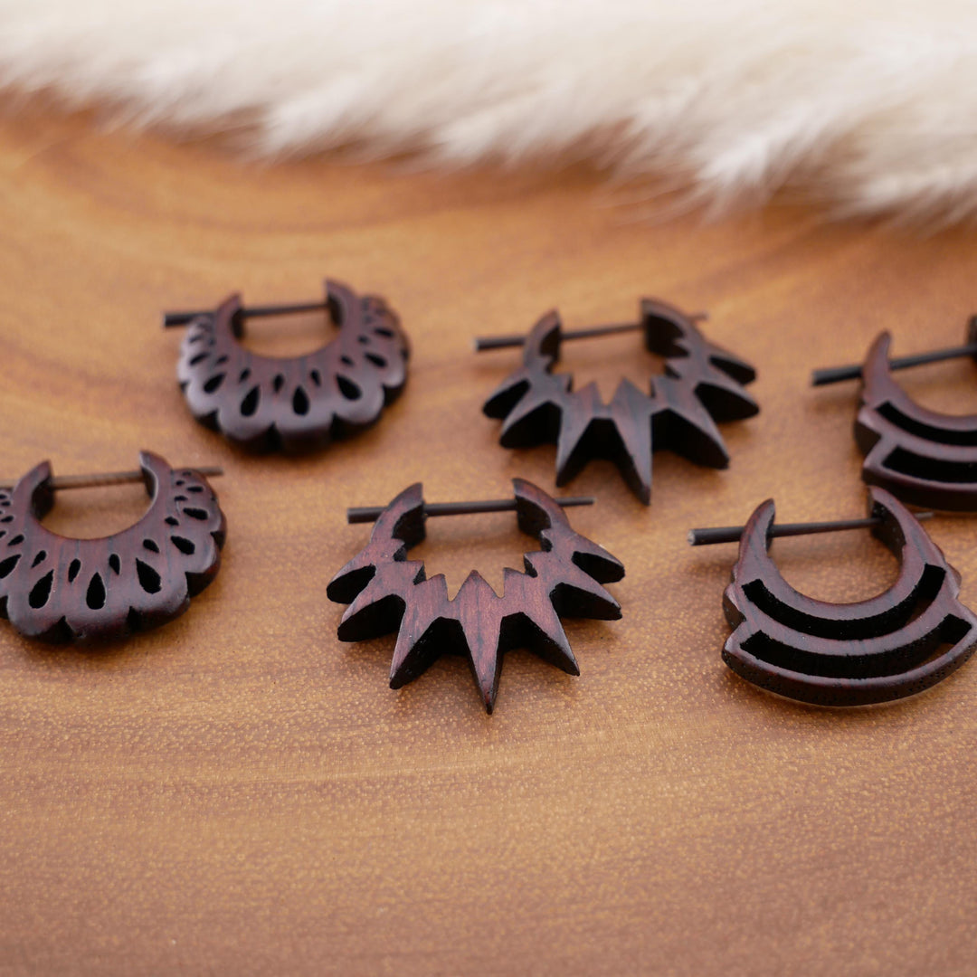 Paar Ohrringe aus Narra Wood - O5