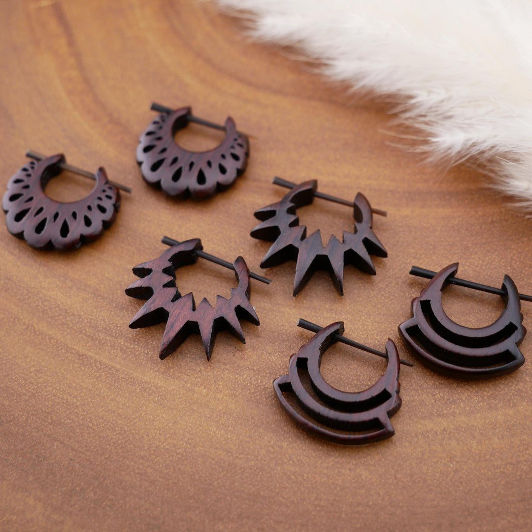 Paar Ohrringe aus Narra Wood - O5