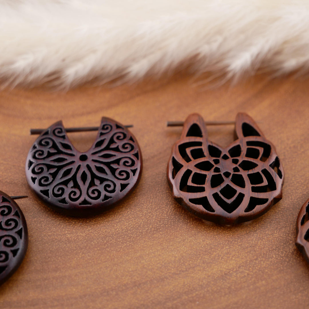 Paar Ohrringe aus Narra Wood - O5