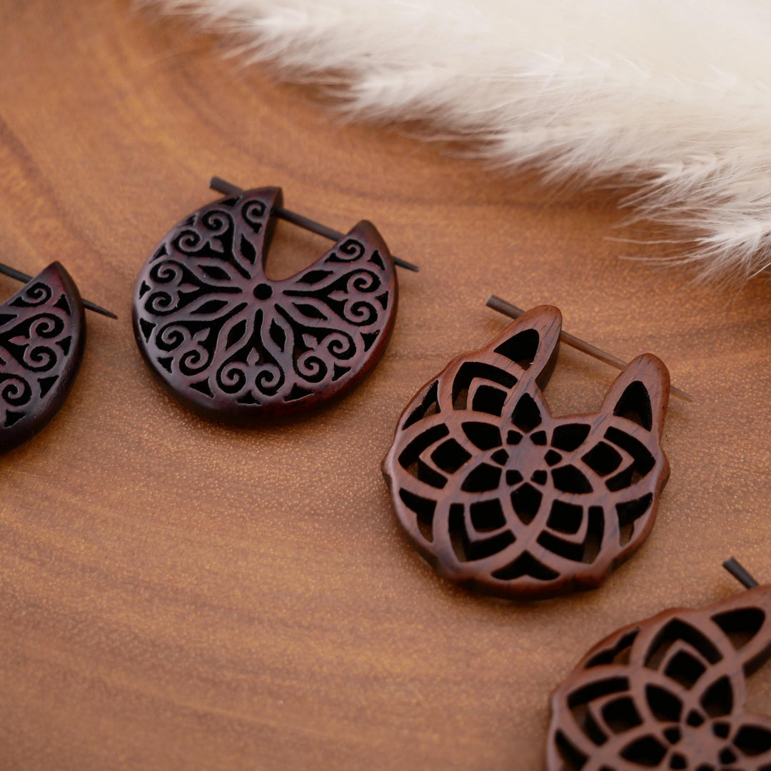 Paar Ohrringe aus Narra Wood - O5