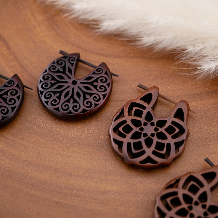 Paar Ohrringe aus Narra Wood - O5