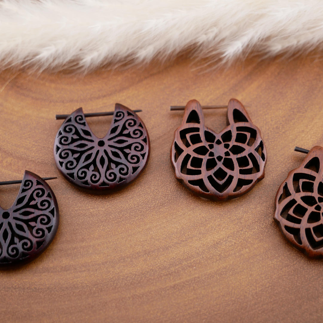 Paar Ohrringe aus Narra Wood - O5