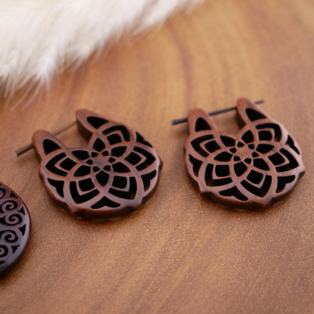 Paar Ohrringe aus Narra Wood - O5