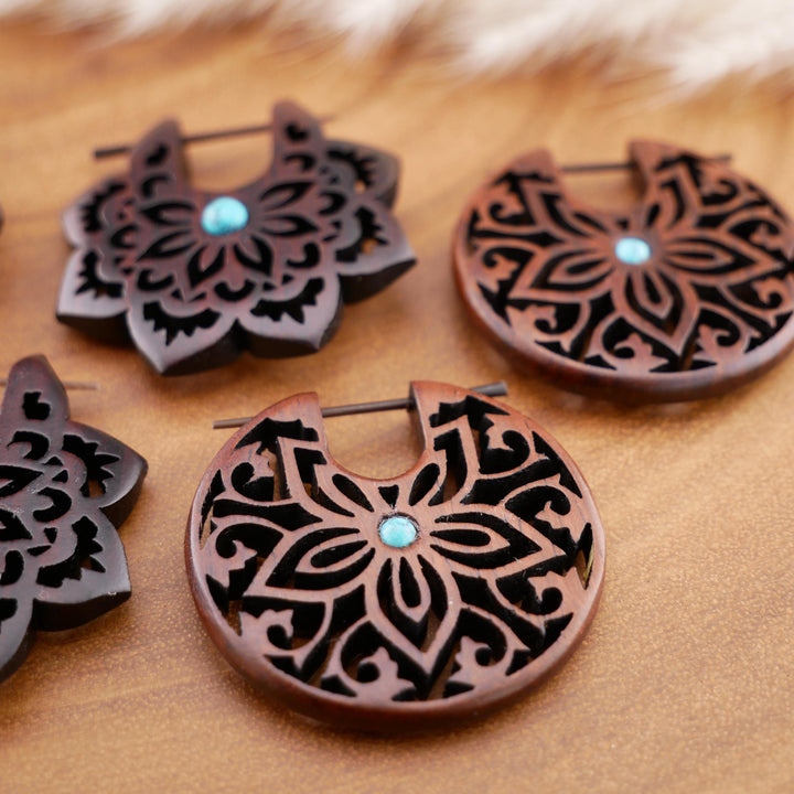 Paar Ohrringe aus Narra Wood - O6