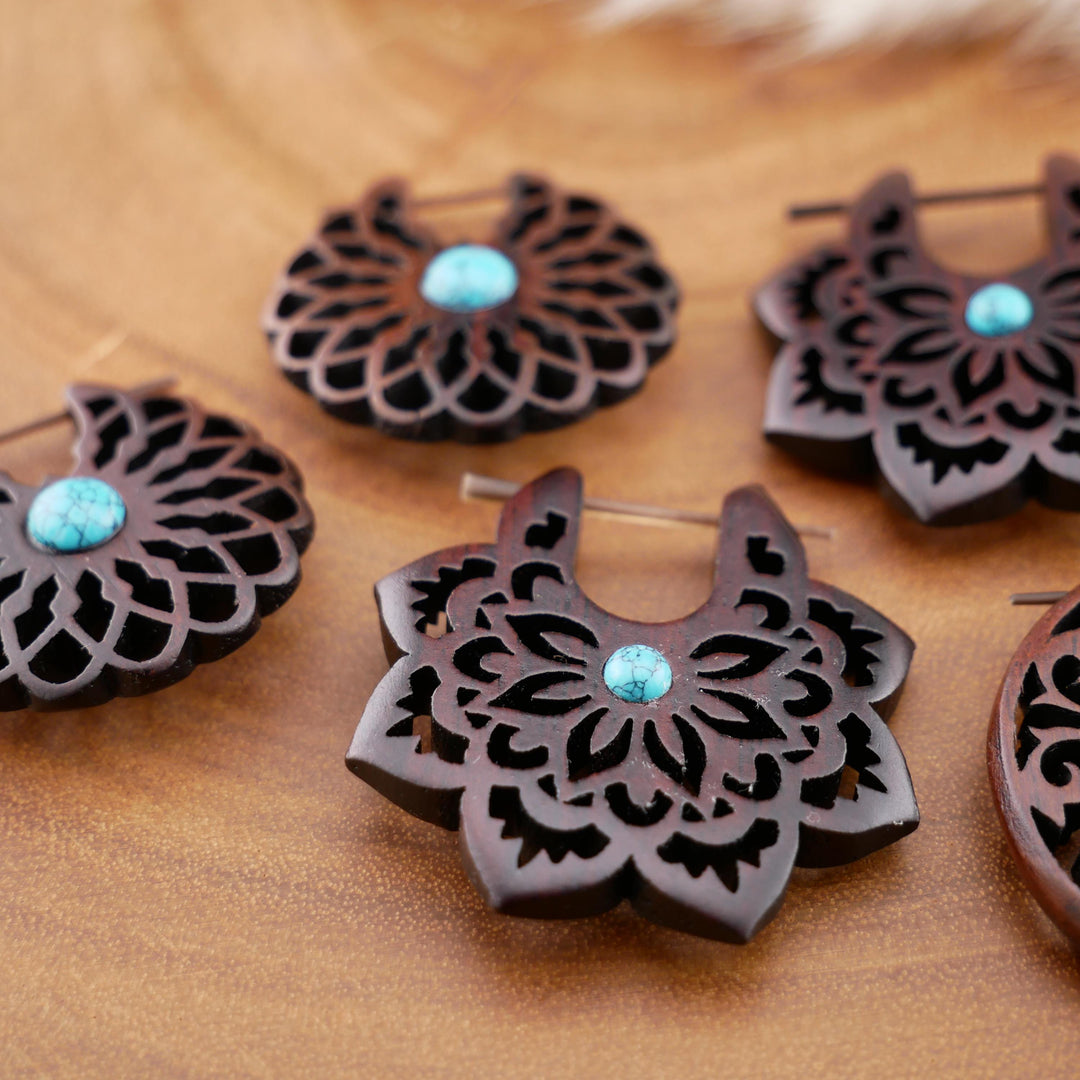 Paar Ohrringe aus Narra Wood - O6