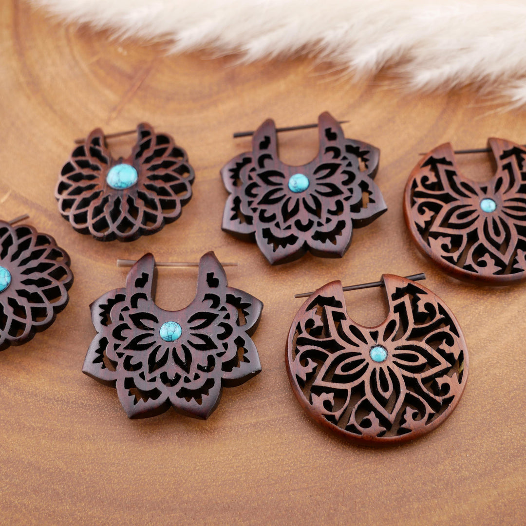 Paar Ohrringe aus Narra Wood - O6