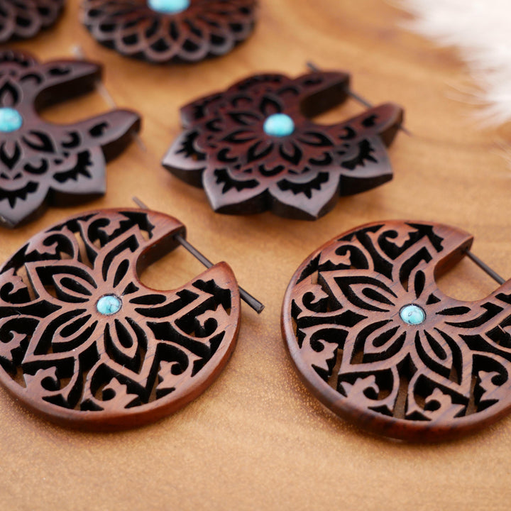 Paar Ohrringe aus Narra Wood - O6