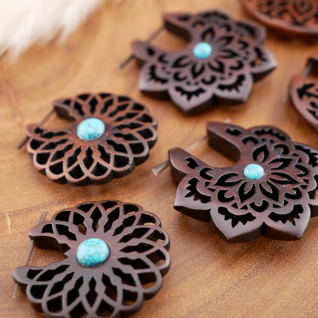 Paar Ohrringe aus Narra Wood - O6