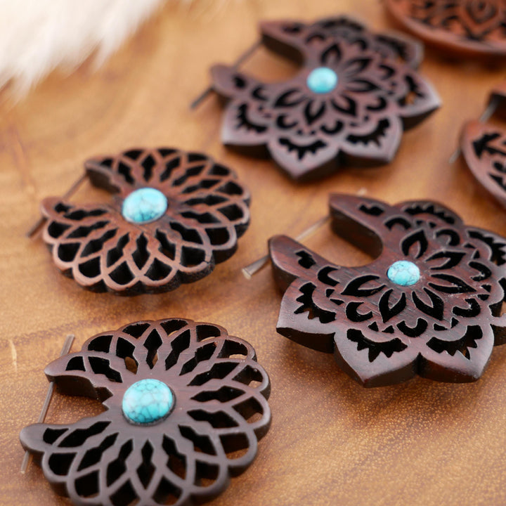 Paar Ohrringe aus Narra Wood - O6