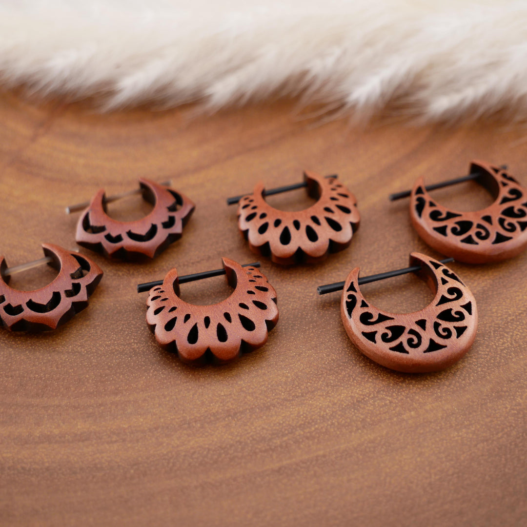 Paar Ohrringe aus Sawo Wood - O3