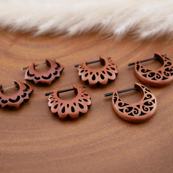 Paar Ohrringe aus Sawo Wood - O3