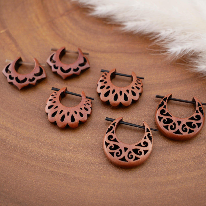 Paar Ohrringe aus Sawo Wood - O3