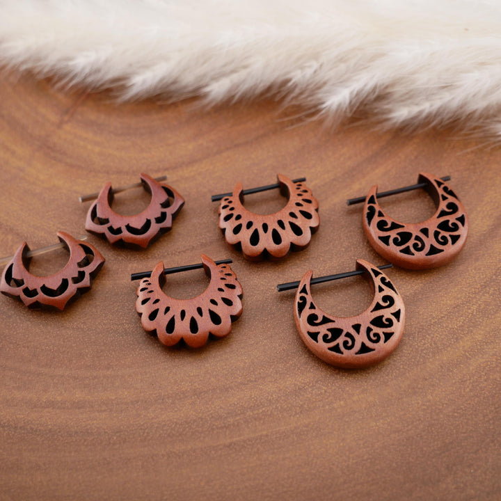 Paar Ohrringe aus Sawo Wood - O3