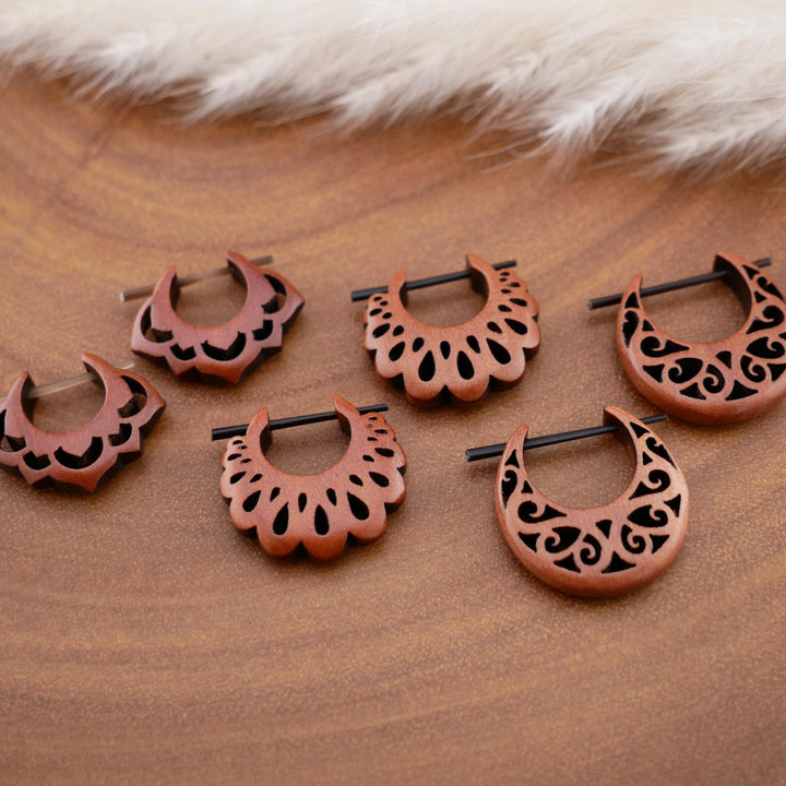 Paar Ohrringe aus Sawo Wood - O3