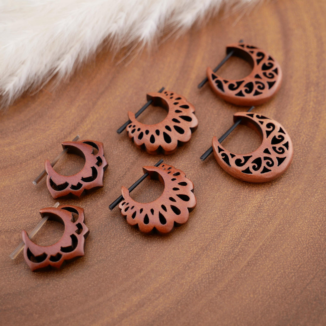 Paar Ohrringe aus Sawo Wood - O3