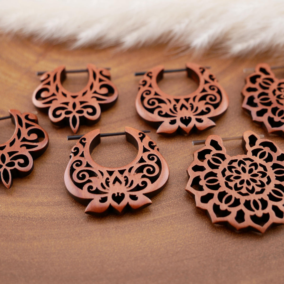 Paar Ohrringe aus Sawo Wood - O3