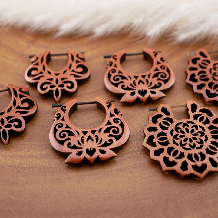 Paar Ohrringe aus Sawo Wood - O3