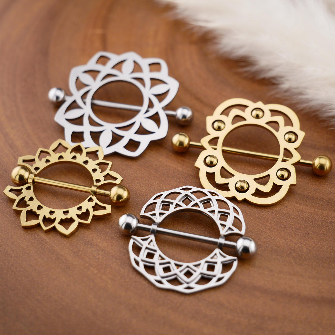 1x Nippelpiercing Gold und Silber - 1S/04