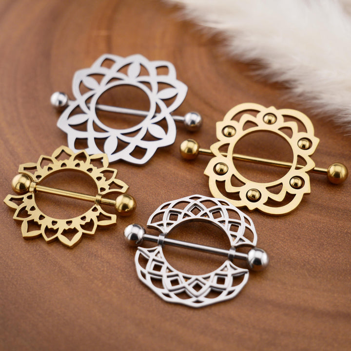 1x Nippelpiercing Gold und Silber - 1S/04