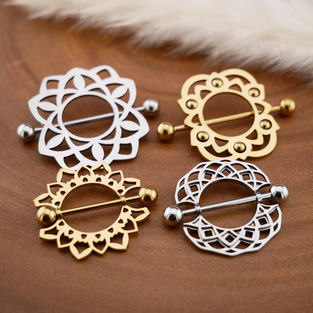 1x Nippelpiercing Gold und Silber - 1S/04