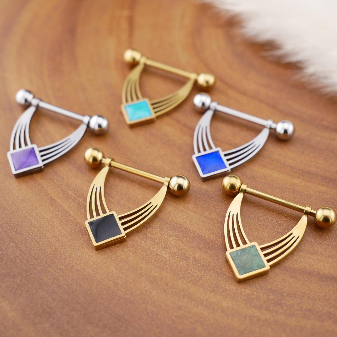 1x Nippelpiercing Gold und Silber mit Epoxy - 1S/01