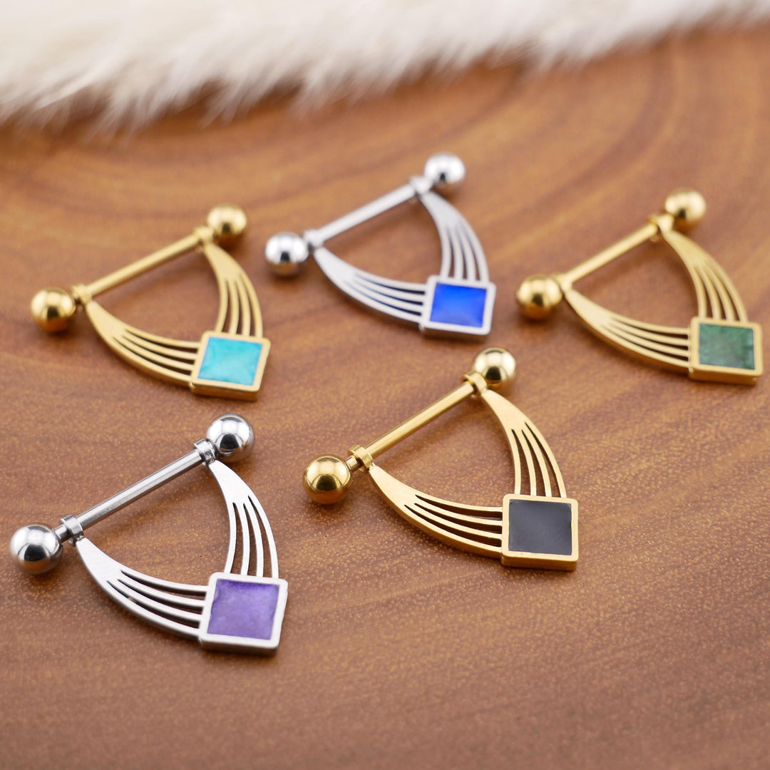 1x Nippelpiercing Gold und Silber mit Epoxy - 1S/01