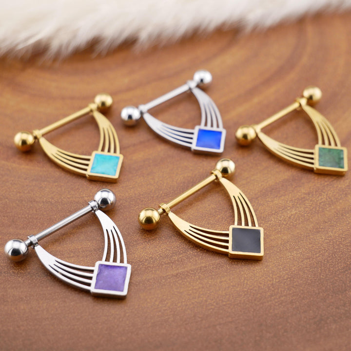 1x Nippelpiercing Gold und Silber mit Epoxy - 1S/01