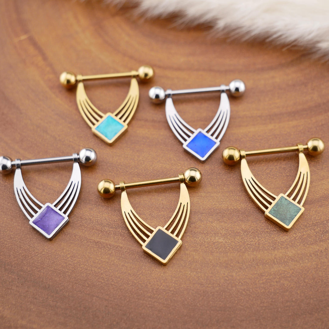 1x Nippelpiercing Gold und Silber mit Epoxy - 1S/01