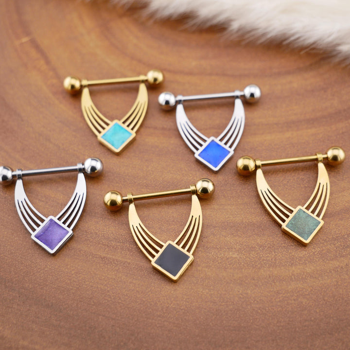 1x Nippelpiercing Gold und Silber mit Epoxy - 1S/01