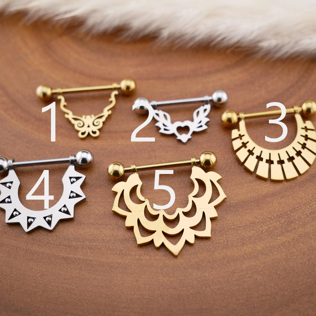 1x Nippelpiercing Gold und Silber - 1S/03