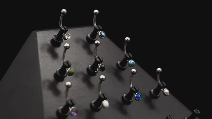 Piercing Curved Barbell mit Schmuckstein - 1H/01