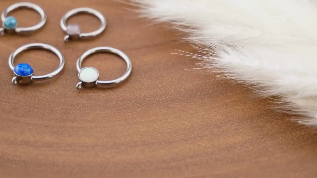 BCR Piercing-Ring Silber Schmuckstein und DIY-Öse 1,2mm 16g - 1L/14