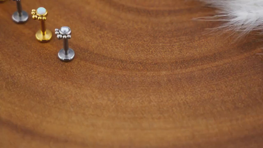 Push-Fit Piercing Labret aus Chirurgenstahl und Schmuckstein - 1P/11