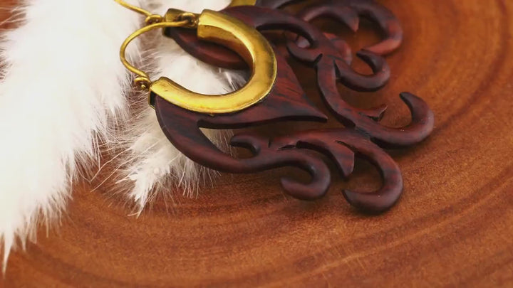 Ohrringe aus Holz und Messing Handarbeit - JJ-1
