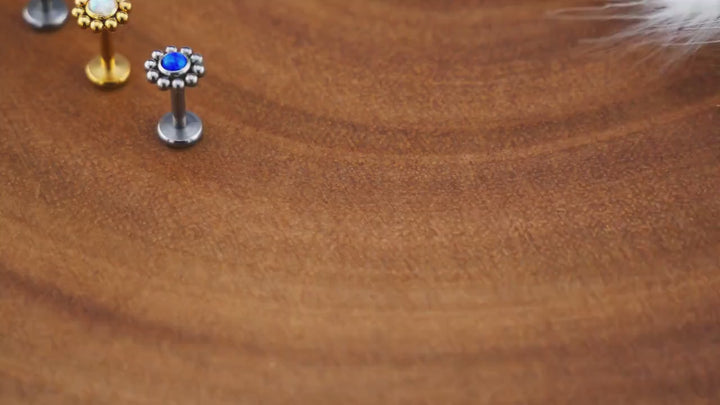 Push-Fit Piercing Labret aus Chirurgenstahl und Schmuckstein - 1P/09