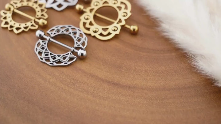 1x Nippelpiercing Gold und Silber - 1S/04