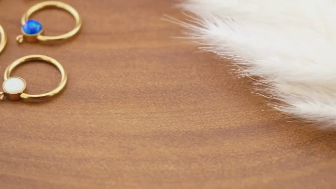 BCR Piercing-Ring Gold Schmuckstein und DIY-Öse 1,2mm 16g - 1L/13